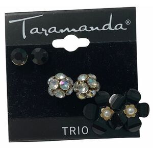 Taramanda Trio Earring Set CZ Ball‎ Studs Flowers